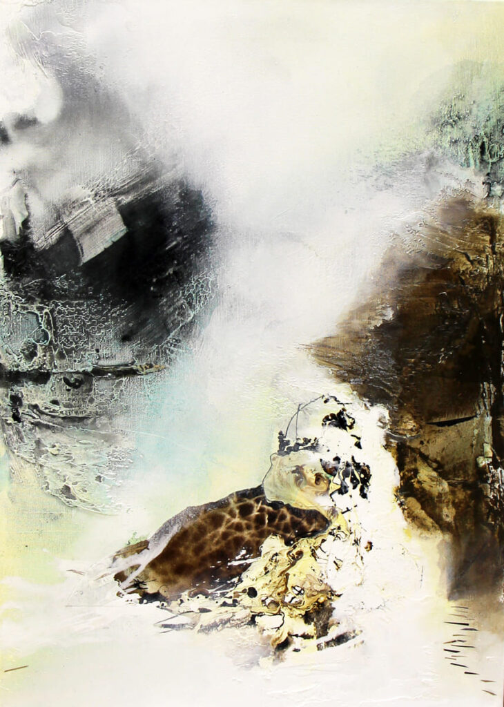 Judith-Zila-Kunst-Kunsttherapie-Galerie-2024-Aufbruch-im-Verborgenen-50x70-Acryl-Mischtechnik